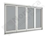 Outside view: Maintenance free Aluminium composite outward opening folding system.