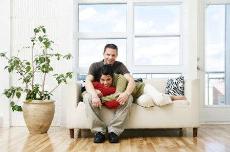 Couple sitting by their new windows